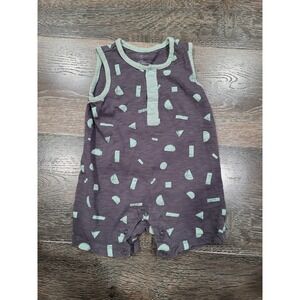 Focus Baby 9M Geometric Print Sleeveless Romper Gray Mint Green Snap Bottom #10
